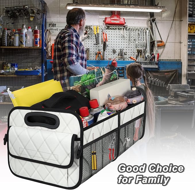 Deosk Car Trunk Organizer for SUV, Car Organizers and Storage with Reinforced Handles, Car Accessories for Women/Men 70L Waterproof Polyester Trunk Organizer(Large, Beige) - Image 8