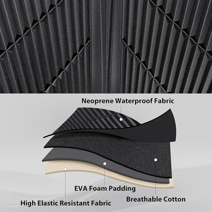 CAR PASS Waterproof Black Gray Car Seat Covers Front Seat Covers Neoprene Wetsuit,All-Weather Non-Slip Durable,Universal Fit for SUV Sedans Trucks Van Automotive,Airbag Compatible,3D Emboss Black Gray - Image 8