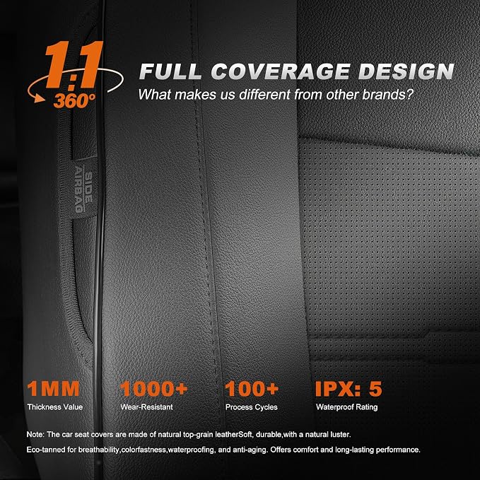 Custom Fit Seat Covers for Honda CRV: 2023 2024 2025 2026 | Front&Rear Full Set Faux Leather Full Coverage Car Seat Cover Waterproof (5 Seats,Gray) - Image 8