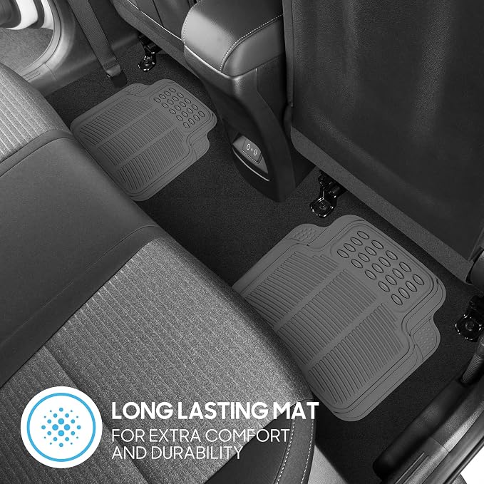 BDK ProLiner Floor Mats for Cars Trucks SUV, 4-Piece All-Weather Car Mats with Universal Fit Design, Durable Car Floor Mats with Capture Ridges, Waterproof Rubber Floor Mats for Cars (Gray) - Image 8