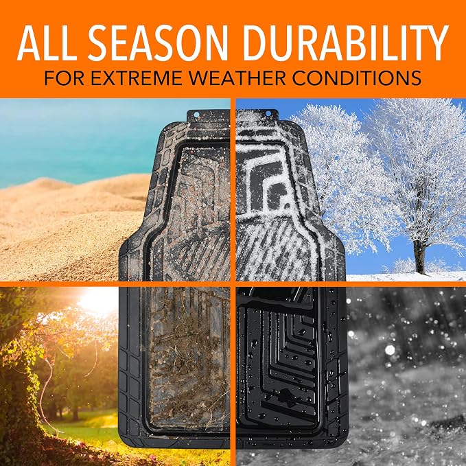 Amazon Basics 2-Piece Premium All-Season Anti-Slip Rubber Floor Mats for Cars, SUVs and Trucks, Universal Trim to Fit, Black - Image 9