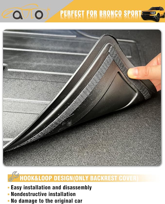 Cargo Liners Rear Trunk Mat for Ford Bronco Sport Accessories 2021 2022 2023 2024 2025 2026 with Hook&Loop All Weather Anti-Slip Split Dog Liner 3PCS - Image 6