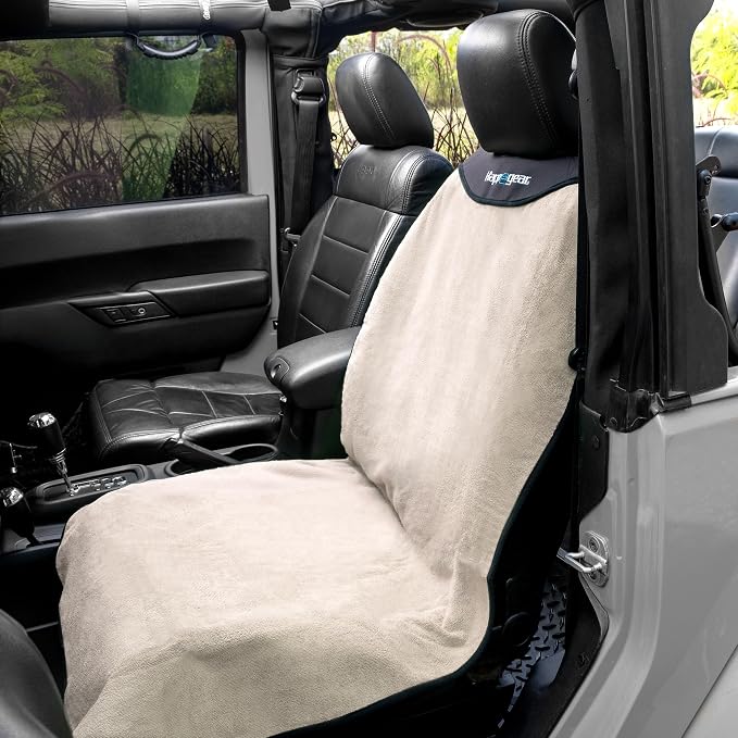 Happeseat Waterproof Car Seat Cover & Protector, Sand | Universal Fit, Car Seat Towel Cover, Slip Resistant Backing, Machine Washable, Fits Front & Back, Easy Install & Storage - Image 8