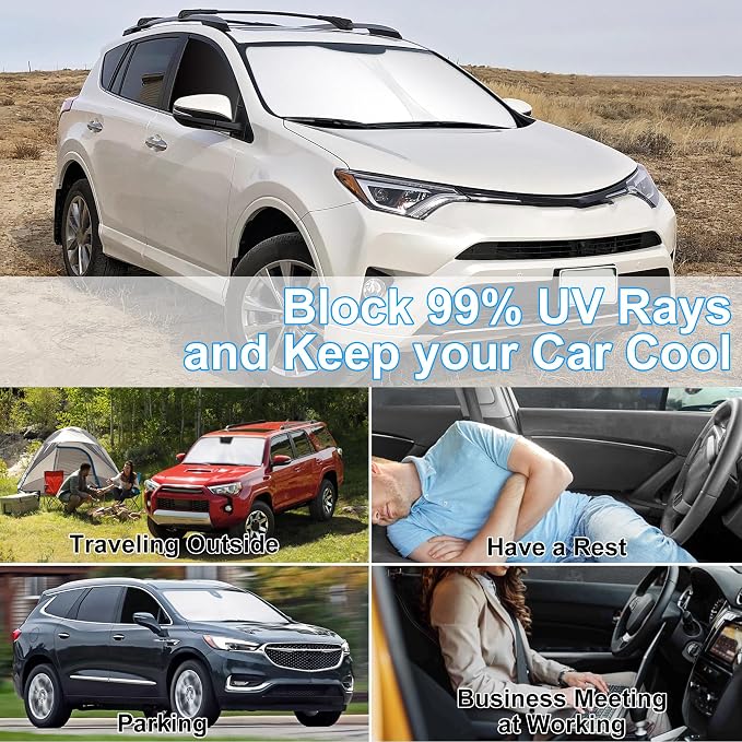 3PCS Car Window Shades Front Windshield Sun Shade Foldable Window Shade Custom Fit for 2013-2018 Toyota RAV4 Accessories Car Shades for Front Windows Anti-UV Rays Block Heat - Image 6