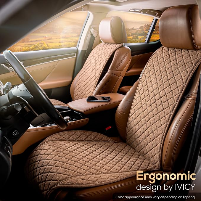 Faux Linen Front Car Seat Cover, Seat Protector, 1 Unit, Light Brown | Non-Slip Bucket Sear Cover for Most Cars, SUVs, Vans & Trucks – Machine Washable, Side-Airbag Friendly - Image 9