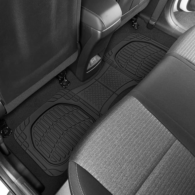 Motor Trend Original FlexTough Black Rubber Car Floor Mats for 3 Row Vehicles, Front & Rear 2nd Row Deep Dish All Weather Automotive Heavy Duty Trim to Fit, Automotive Liners for Cars Truck Van SUV - Image 8