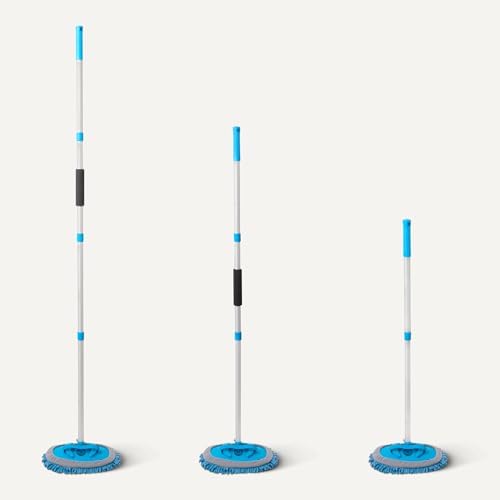 Amazon Basics Car Wash Brush with Long Handle, Scratch-Free Microfiber Mop Mitt, Swivel Head, Detachable Head, Extends to 62 inches with 4 Poles, for Car RV Truck, Blue - Image 5