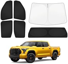 KUST Car Window Shades for Toyota Tundra 2022-2025 2026 Windshield Sun Shade Side Window Cover UV Block Privacy Protection Tundra Accessories for Camping Blackout Rear Back Full Set 6PCS by KUST