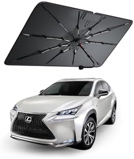 Windshield Sun Shade for Lexus NX200t /350/300/350/450 2015–2026 | Foldable Umbrella Sunshade with 100% UV Block, Multi-Layer Heat Insulation, Reinforced 10-Rib Frame, Keeps Car Cooler by Amadaw