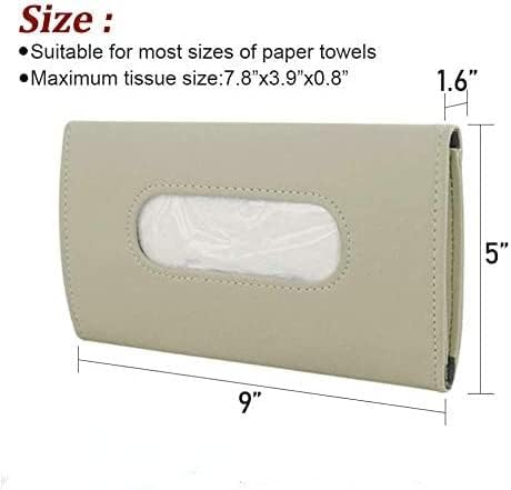 Car Tissue Holder for Sun Visor, PU Leather Napkin Case Box Beige | Car napkin box mounts on visor/back seat in seconds, quick reload, handy for drivers and passengers, fits cars, trucks & SUVs - Image 3