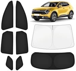 KUST Car Window Shades for Kia Sportage 2023-2025 2026 Windshield Sun Shade Side Window Cover UV Block Privacy Protection Sportage Accessories for Camping Blackout Rear Back Full Set 8PCS by KUST