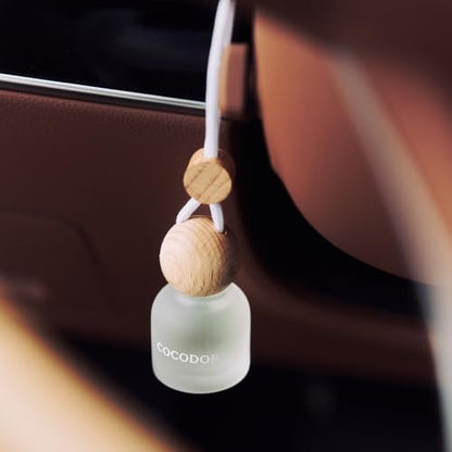 COCODOR Car Air Freshener Diffuser Set with Wooden Caps/Woody Hotel /0.34 oz/2 Pack/Hanging Essential Oil Long Lasting Fragrance Pendants for Car Decor - Image 6