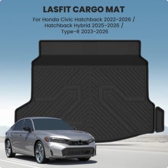LASFIT All Weather Cargo Mats for Honda Civic 2022-2026 - Hatchback | Full Surround TPE Mats, Tall Walls, 3D Custom Fit, Non-Slip, Easy Clean, Tool-Free Install, Vehicle-Specific Accessories - Image 7
