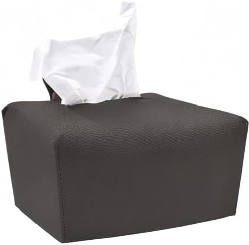Carrotez Tissue Box Cover, [Refined] Modern PU Leather Rectangular Tissue Box Holder - Decorative Holder/Organizer for Bathroom Vanity Countertop, Night Stands, Office Desk 9.5"X5"X5" - Charcoal - Image 9