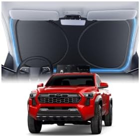 Windshield Sun Shade for Toyota Tacoma / 4Runner 2000-2026, 100% UV Block & Heat Insulation, Custom Fit Sunshade, Foldable Car Sunshade with Storage Bag by Amadaw