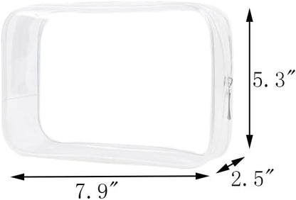 Buminee Clear Travel Bags 3 Pack 7.9"x2.5"x5.3" Multipurpose Transparent TSA Cosmetic Bag Clear Pouch For Toiletry, Makeup, Traveling - Single Zipper - Image 2