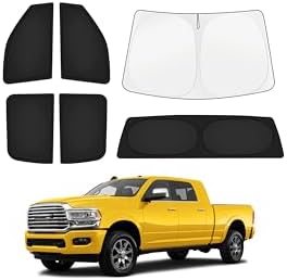 KUST Car Window Shades for Dodge RAM 2500/3500 2010-2025 2026 Windshield Sun Shade Side Window Cover UV Block Privacy Protection Ram Accessories for Camping Blackout Rear Back Full Set 6PCS by KUST