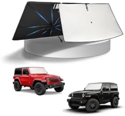 KUST Windshield Sun Shade Umbrella for 2018-2026 Jeep Wrangler JL & 2020-2026 Jeep Gladiator JT | Custom Fit Windshield Sunshade | Foldable Sunshade with Bendable Handle | Blocks Heat & UV Rays by KUST