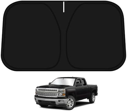 D-Lumina Windshield Sun Shade for 1999-2006 Chevy Silverado 1500 Accessories Truck Extended Cab, Front Window Sunshade Sun Visor Protector Block UV Rays Heat, Foldable 2 Layers 210T Material by D-Lumina