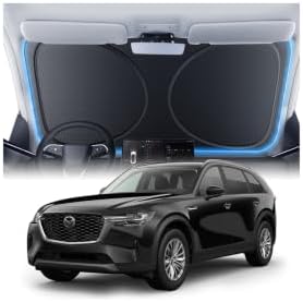 Windshield Sun Shade for Mazda CX-90 2024-2026, 100% UV Block & Heat Insulation, Custom Fit Sunshade, Foldable Car Sunshade with Storage Bag, Summer Car Accessory by Amadaw