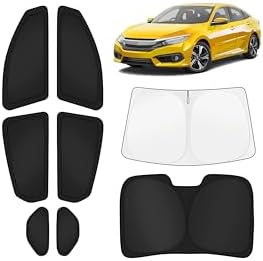 KUST Car Window Shades for Honda Civic 2016-2021 (No Hatchback) Windshield Sun Shade Side Window Cover UV Block Privacy Protection Civic Accessories for Camping Blackout Rear Back Full Set 8PCS by KUST