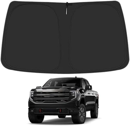 Windshield Sun Shade for GMC Sierra 1500 2500 3500 Accessories 2019 2020 2021 2022 2023 2024, Foldable Window Sunshade Sun Visor Protector, Front Windshield Sunshade Sun Shield by ULROLIT