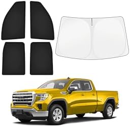 KUST Car Window Shades for GMC Sierra 1500/2500/3500 Crew Cab 2019-2025 2026 Windshield Sun Shade Side Window Cover UV Block Privacy Protection Accessories for Camping Blackout Rear Back Full Set 5PCS by KUST