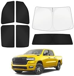 KUST Car Window Shades for Dodge Ram 1500 2019-2025 2026 (Crew Cab) Windshield Sun Shade Side Window Cover UV Block Privacy Protection Ram Accessories for Camping Blackout Rear Back Full Set 6PCS by KUST