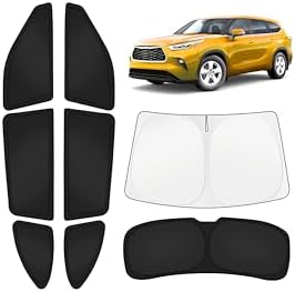 KUST Car Window Shades for Toyota Highlander 2020-2025 2026 Windshield Sun Shade Side Window Cover UV Block Privacy Protection Highlander Accessories for Camping Blackout Rear Back Full Set 8PCS by KUST