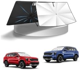 KUST Windshield Sun Shade Umbrella for 【2021 2026 Kia Sorento】 | Custom Fit Titanium Silver Windshield Sunshade | Foldable Sunshade with Bendable Handle | Blocks Heat & UV Scratch Resistant by KUST