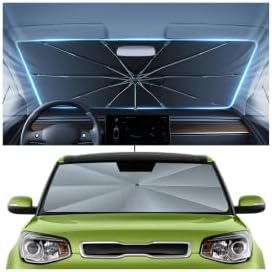 Autorder Umbrella Windshield Sun Shade for 2014-2019 Kia Soul Sunshade Accessories,Upgraded Ice Crystal Material, Windshield Umbrella Front Window Sunshade, Foldable Block UV Rays Keep Car Cool by Autorder