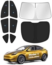 KUST Car Window Shades for 2020-2024 Tesla Model Y Accessories with No-Fall Suction Cups Windshield Sun Shade Side Rear Window Covers Sunshade Privacy Protection for Camping 8PCS(Not for Juniper) by KUST