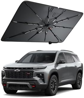 Windshield Sun Shade for Chevrolet Traverse/Suburban 2000–2026, Foldable Umbrella Sunshade with 100% UV Block, Multi-Layer Heat Insulation, Reinforced 10-Rib Frame, Keeps Car Cooler by Amadaw