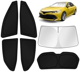 KUST Car Window Shades for Toyota Camry 2018 – 2022 2023 2024 Windshield Sun Shade Side Window Cover UV Block Privacy Protection Accessories for Camping Blackout Rear Back Full Set 6PCS by KUST