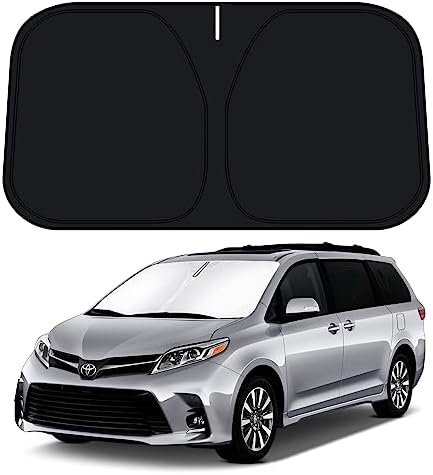 D-Lumina Windshield Sun Shade for 2011-2020 Toyo-ta Sienna Accessories, Front Window Sunshade Sun Visor Protector Block Heat UV Rays, Foldable 2 Layers 210T Material by D-Lumina
