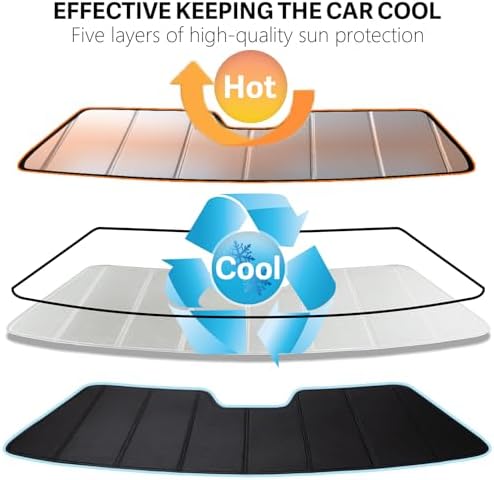 Windshield Sun Shade Compatible with Jeep 2018-2026 Wrangler JL,2020-2026 Gladiator Custom-fit Foldable Sun Visor Window Sunshade with Storage Bag - Image 4