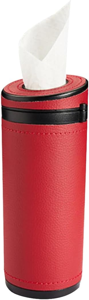 ZIMISI Car Tissue Holder, Convenient Travel Napkin Boxes, Car Tissues Cylinder, Round Canister Napkin Holder, Travel Tissue Tube Container for Vehicle Cup Holder, Home, Office (Burgundy) by Unknown