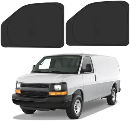 Front Side Window Sun Shade for 1996-2025 Chevy Express Cargo Van Accessories, Foldable Window Sunshade Sun Visor Protector, Side Window Shades Sun Shield Blocks UV Rays Heat, Pack of 2 by ULROLIT