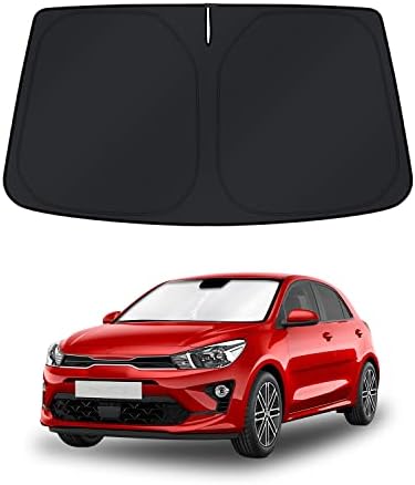 KUST Windshield Sun Shade for Kia Rio 2018-2021 2022 2023 Accessories 4 Layers Car Sunshade for Front Windows Shade Custom Fit Rio Sun Visor 260T Retractable Blocks Shade UV Rays by KUST
