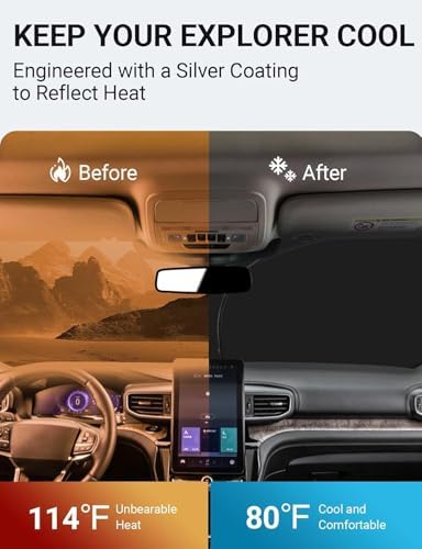 Proadsy Custom Fit Car Windshield Sun Shade for 2020-2025 Ford Explorer - Image 3