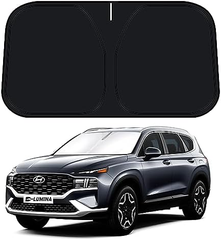 D-Lumina Windshield Sun Shade for 2019 2020 2021 2022 2023 Hyun-dai Santa Fe Accessories, Front Window Sunshade Sun Visor Protector Block UV Rays Heat, Foldable 2 Layers 210T Material by D-Lumina