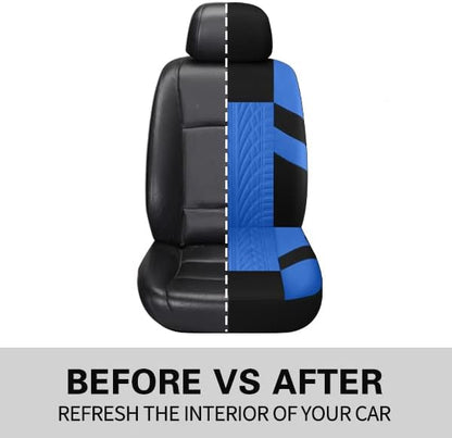 Pariitadin Car Seat Covers Front Pair, Washable and Breathable Seat Covers for Cars, Universal Fit Car Interior Covers for Most Sedan, Truck, SUV, Black/Blue - Image 3