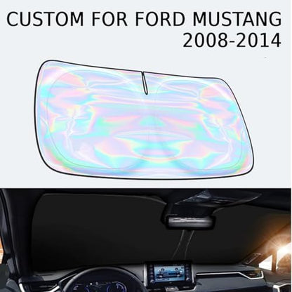 Windshield Sun Shade for Ford Mustang 2008-2014 - 4 Layers Sunshade Compatible with Ford Mustang Foldable Front Window Sunshade Sun Visor Protector Block UV Rays Keep Your Car Cooler Car Accessories - Image 2