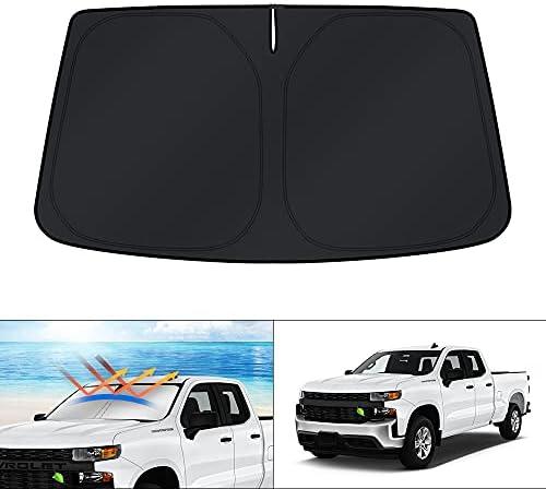 KUST Windshield Sun Shade for 2019-2025 2026 Chevrolet/Chevy Silverado 1500 Accessories, Regular Cab, Crew Cab, Double Cab 2Dr 4Dr Custom Fit Window Shade Sun Visor Foldable Blocks UV Rays by KUST