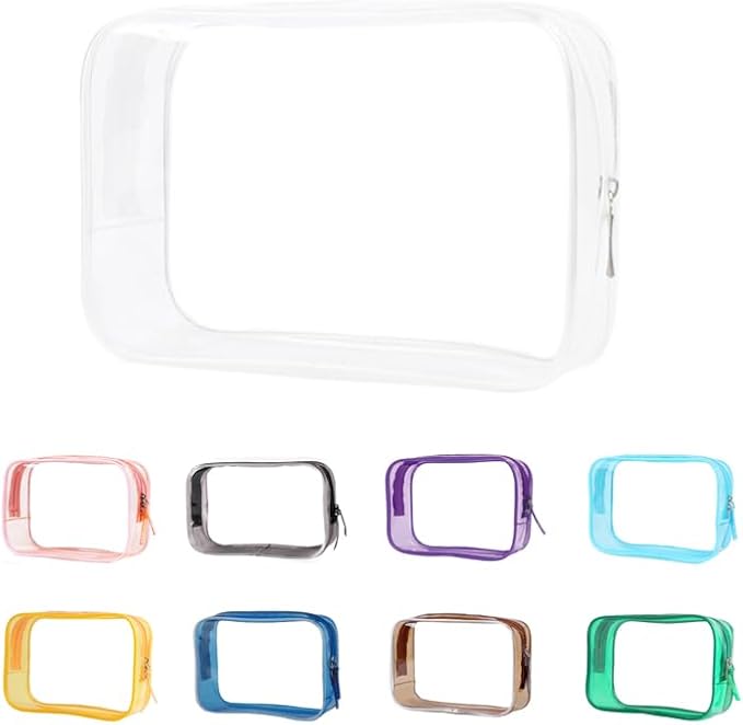 Buminee Clear Pouch, Makeup Bag, 6.6"x2.3"x4.7" TSA Approved Toiletry Bag-1 Pack All Clear by Buminee