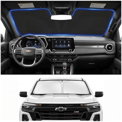 for 2015-2026 Chevy/Chevrolet Colorado Windshield Sun Shade - Foldable Windshield Cover Front Window Shade Custom Fit Colorado Accessories Sun Visor Protector Blocks UV Rays Car Accessories by Unknown
