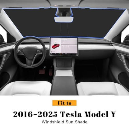 Car Windshield Sun Shade for Tesla 2016-2026 Model Y Juniper Accessories (OEM Design) Reflective Foldable Heat Insulation Sunshade for Ultimate Protection - Image 2