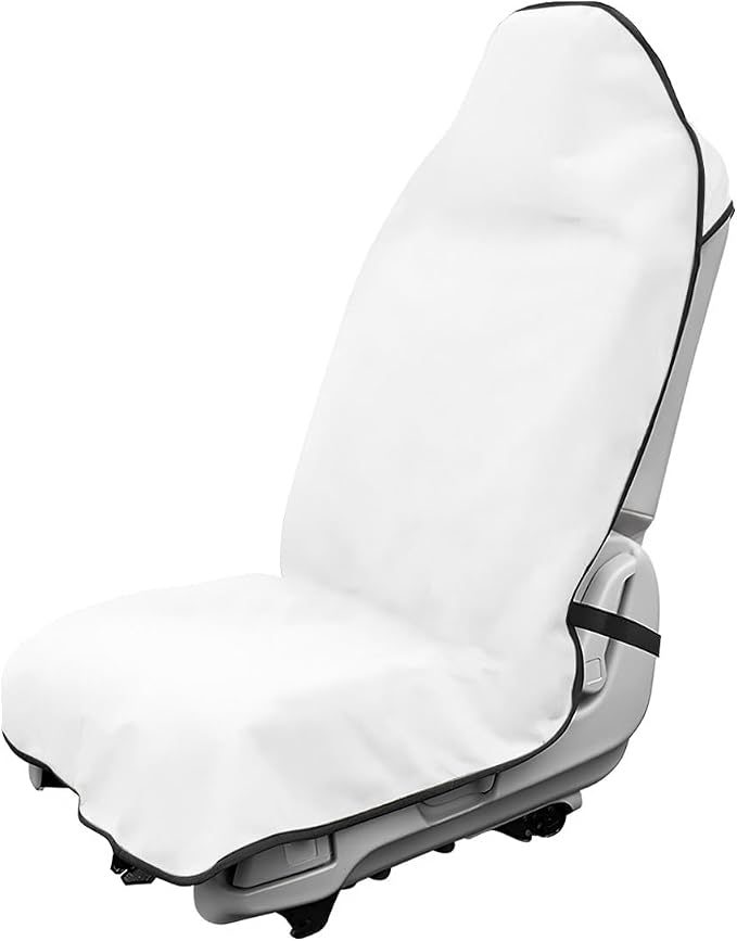 Car Towel Seat Cover, Waterproof Non-Slip Front Seat Protector for Post Gym Workout Beach Hiking, Sweatproof Washable Bucket Seat Protective Cover for Car SUV Truck Sedan (White) by Unknown