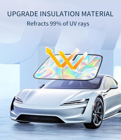 Custom-Fit for GMC Windshield Sun Shade, Car Sunshade Cover UV Block Car Front Window with Foldable Sun Shade Cover Cool Protection Visor, Designed for GMC Accessories (for GMC Acadia) - Image 3