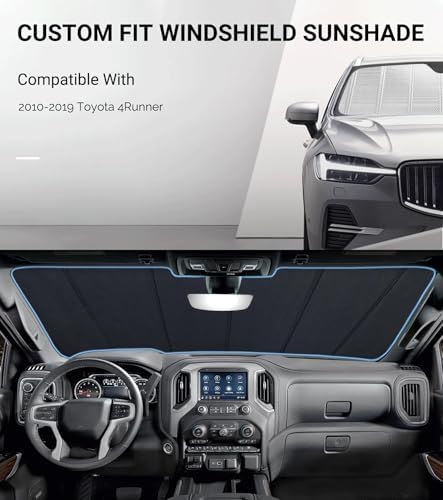 Pigenius Windshield Sun Shade for Toyota 4Runner 2010-2019. Full Coverage Rearview Mirror Shade for Ultimate Protection - Image 2